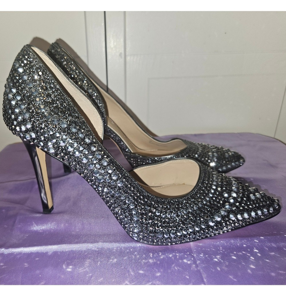 Gianni Bini Black Crystal Embellished Pointed-Toe Heels